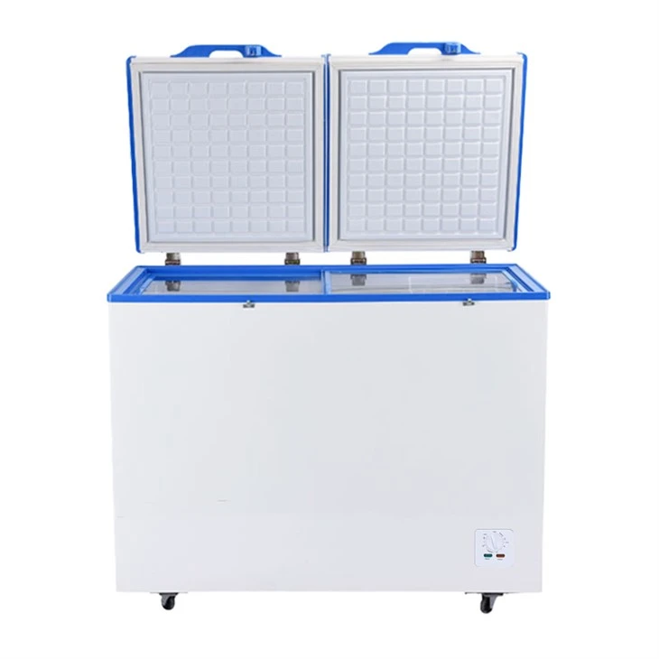 65mm Foaming Thickness Normal 12v/24v Solar Deep Freezer Double Doors BD/BC-268 suppliers